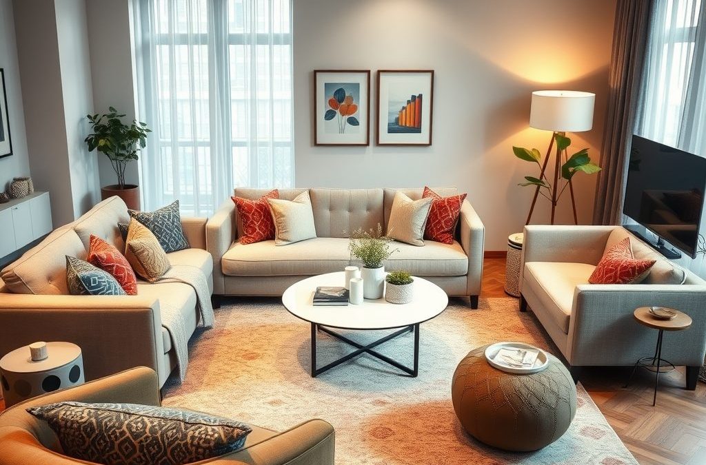 Układ mebli w salonie: jak zorganizować przestrzeń funkcjonalnie i estetycznie z uwzględnieniem punktu centralnego i ergonomii