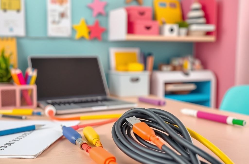 Organizacja kabli przy biurku dziecka: bezpieczne i estetyczne sposoby na porządek w przewodach